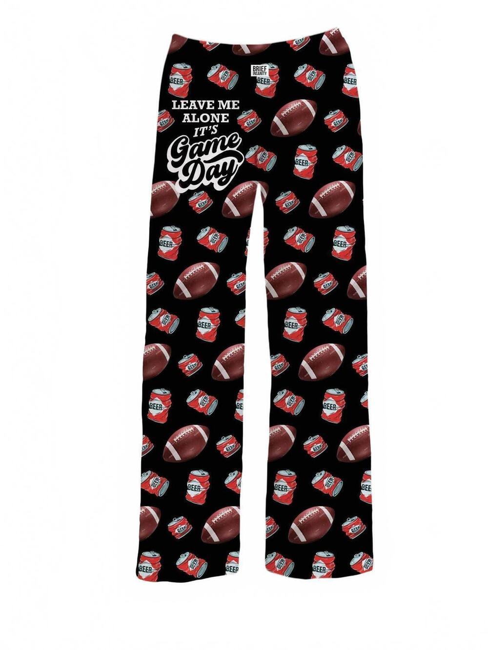 NEW BRIEF INSANITY men's it's game day lounge pants in black